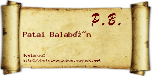 Patai Balabán névjegykártya